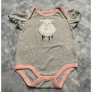 John Deere Tractor Baby Girl Glitter Sheep Onesie Bodysuit, Size 3-6 months